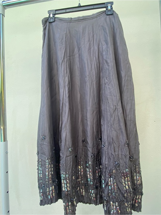 Chico's Dresses & Skirts - Y2K 100% Silk Silver Grey Beaded Whimsygoth Maxi Skirt Size Medium